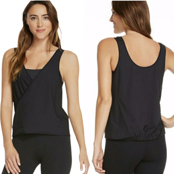 Fabletics 2 in 1 Lucia Blk Reversible Draped Tank-Top w/ Removable Sports Bra XS - Picture 2 of 16